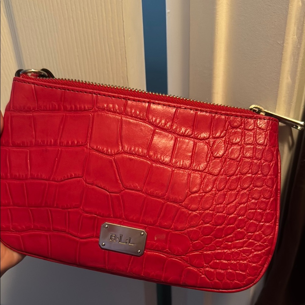 Red Crocodile-Embossed Women's Bag